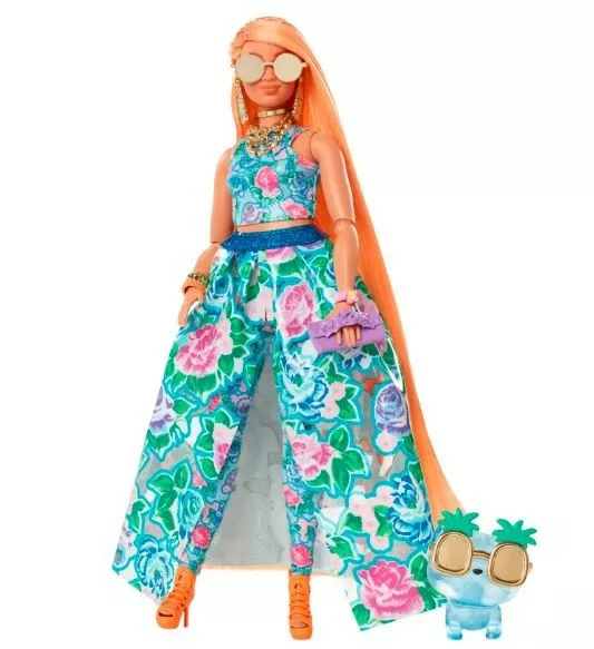 ilustracja: Mattel Lalka Barbie Extra Fancy sukienka w kwiaty