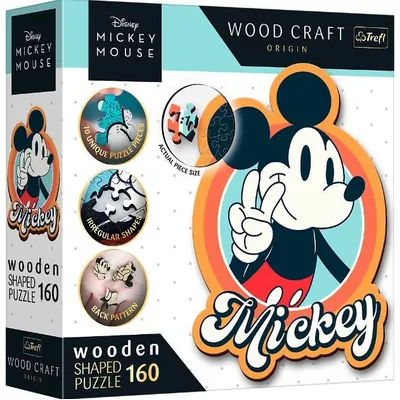 Trefl Puzzle 160 elementów drewniane konturowe Myszka Mickey