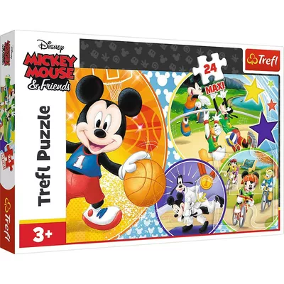 Trefl Puzzle 24 elementy Maxi - Mickey Mouse, Czas na sport!