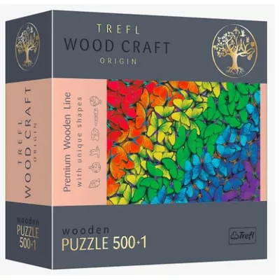 Gra puzzle drewniane 500 elementów Tęczowe motyle
