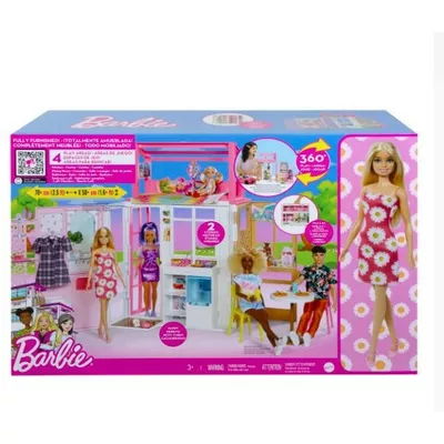 Zestaw kompaktowy domek + lalka Barbie