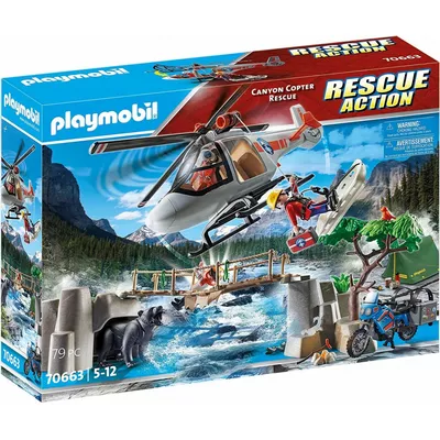 Playmobil Zestaw figurek Rescue Action 70663 Misja śmigłowca w kanionie